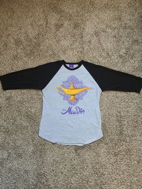 Disney Aladdin The Broadway Musical Shirt Adult XL Raglan Tee 3/4 Sleeve